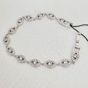 NWT Crystal Flex Silver Tone Rhodium Color Link Bracelet 7.25"